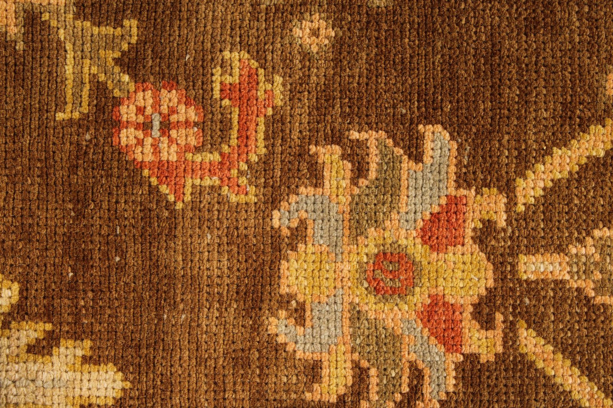 5x6 Brown and Beige Turkish Oushak Rug