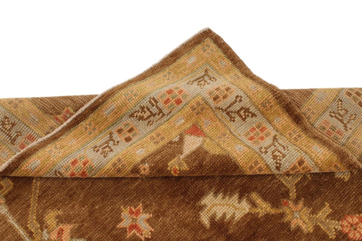 5x6 Brown and Beige Turkish Oushak Rug