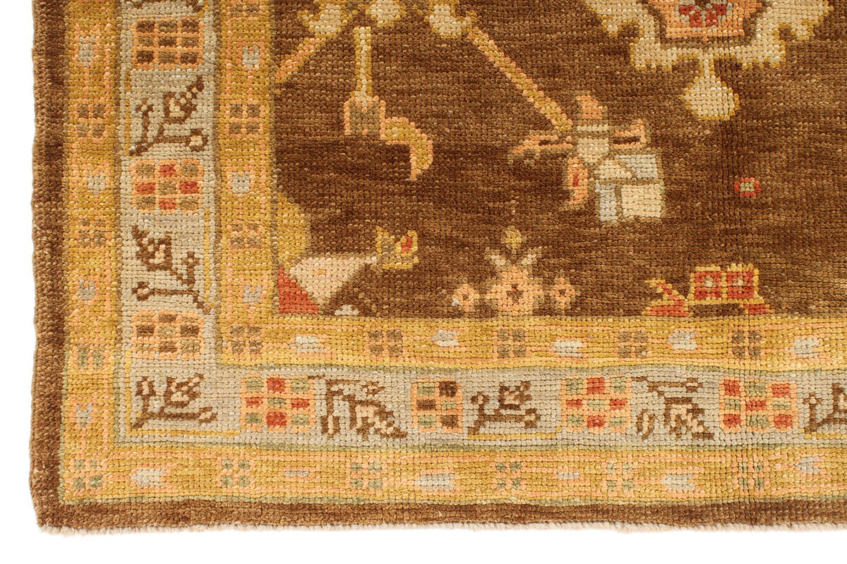 5x6 Brown and Beige Turkish Oushak Rug