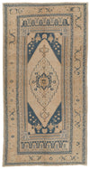 6x11 Blue and Ivory Turkish Tribal Rug