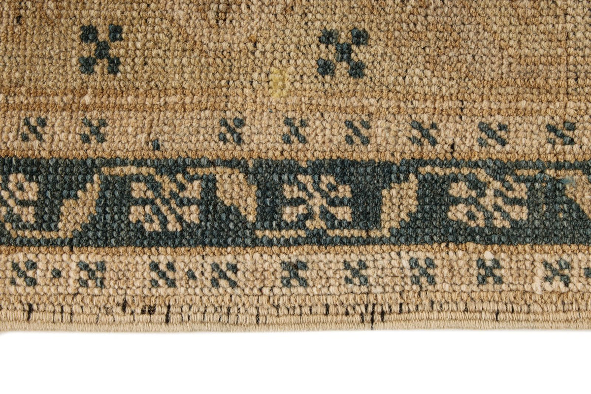 6x11 Blue and Ivory Turkish Tribal Rug