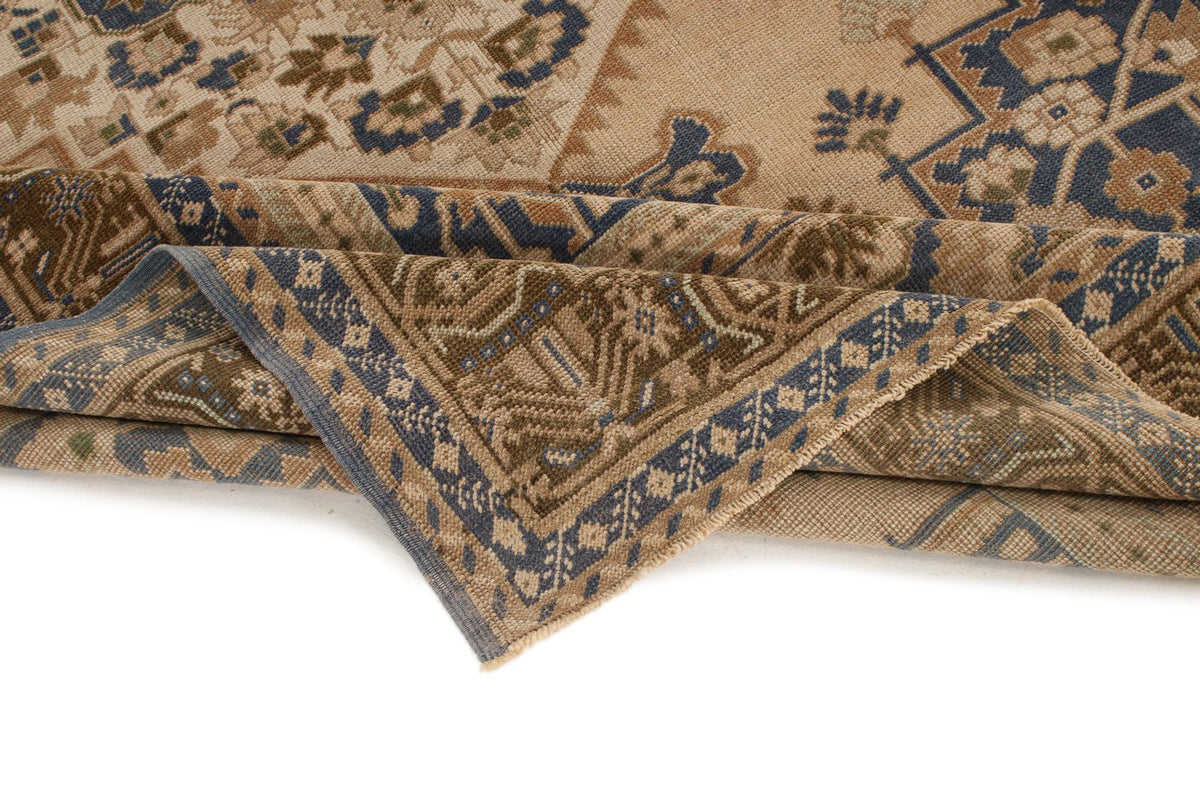 6x10 Beige and Blue Turkish Tribal Rug