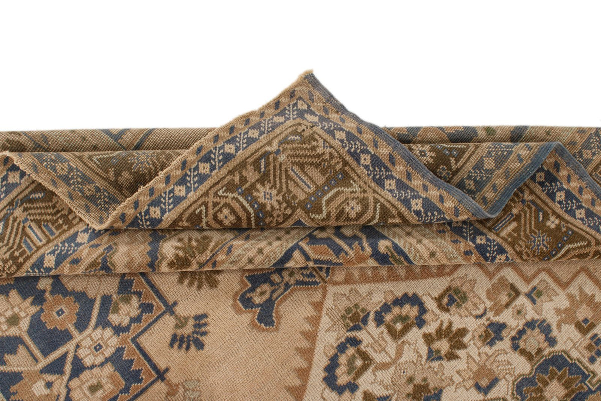 6x10 Beige and Blue Turkish Tribal Rug