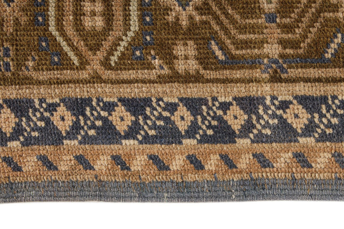 6x10 Beige and Blue Turkish Tribal Rug