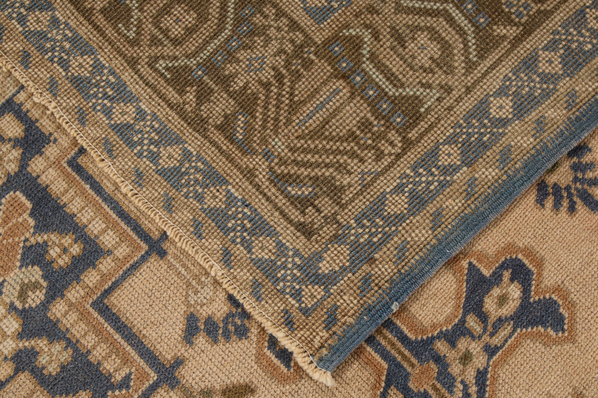6x10 Beige and Blue Turkish Tribal Rug