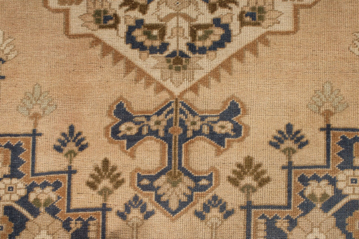 6x10 Beige and Blue Turkish Tribal Rug