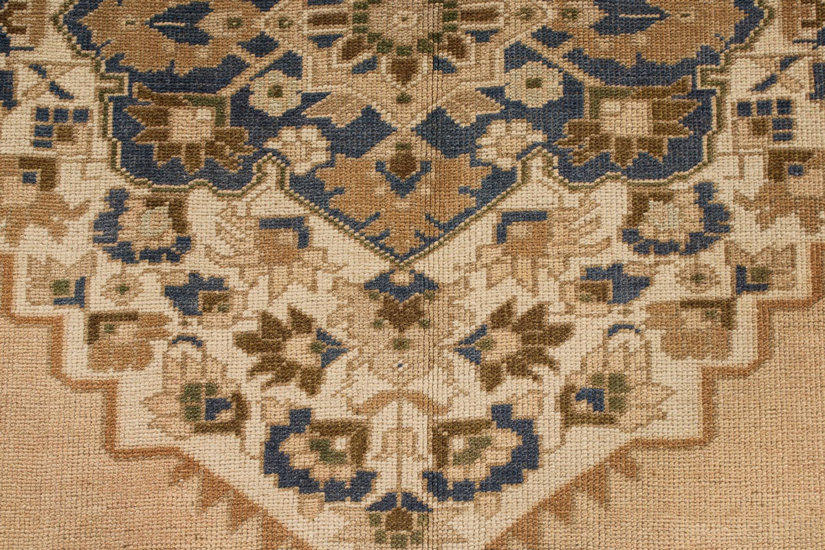 6x10 Beige and Blue Turkish Tribal Rug