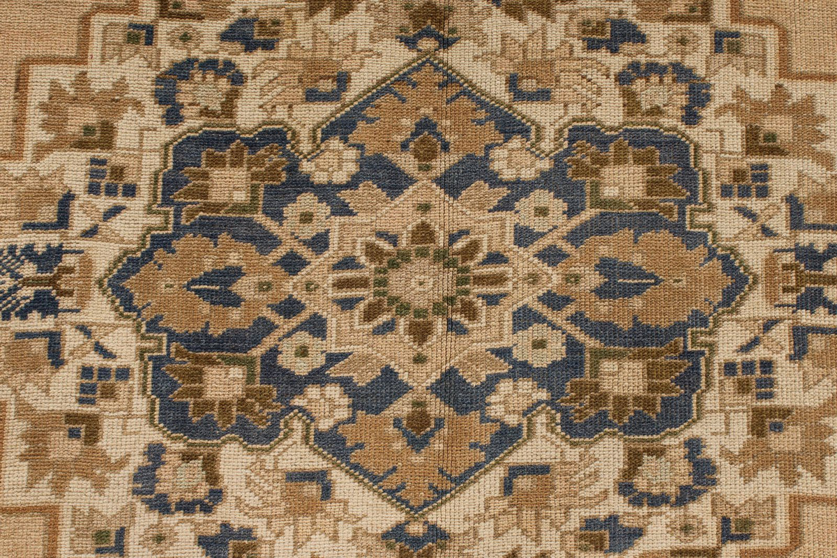 6x10 Beige and Blue Turkish Tribal Rug