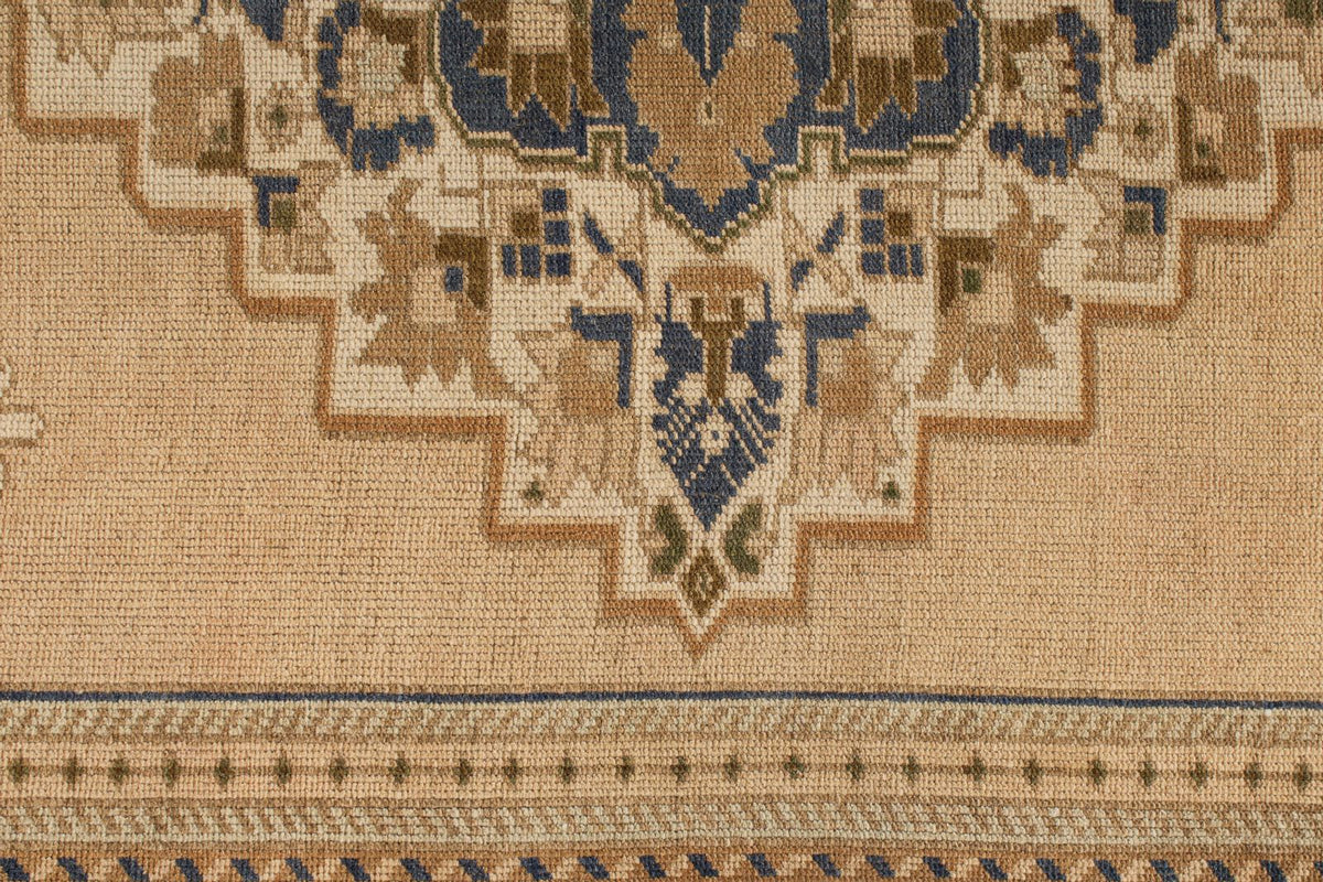 6x10 Beige and Blue Turkish Tribal Rug