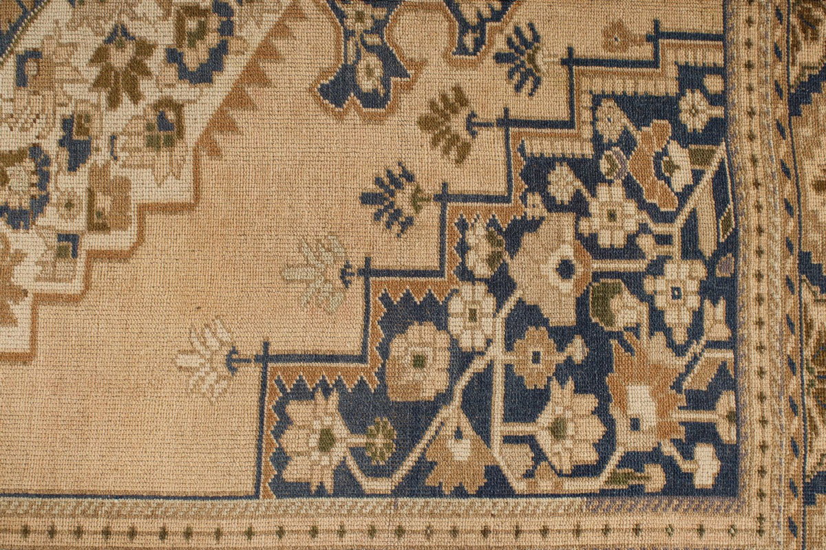 6x10 Beige and Blue Turkish Tribal Rug