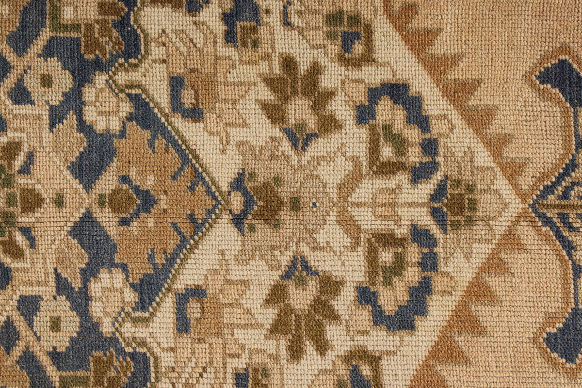6x10 Beige and Blue Turkish Tribal Rug