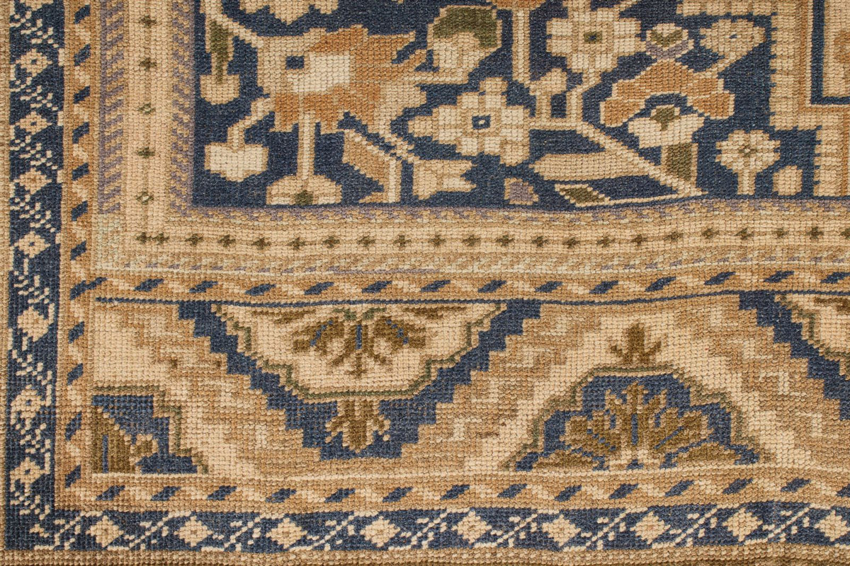 6x10 Beige and Blue Turkish Tribal Rug
