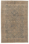 7x11 Blue and Ivory Turkish Oushak Rug