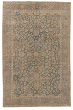 7x11 Blue and Ivory Turkish Oushak Rug