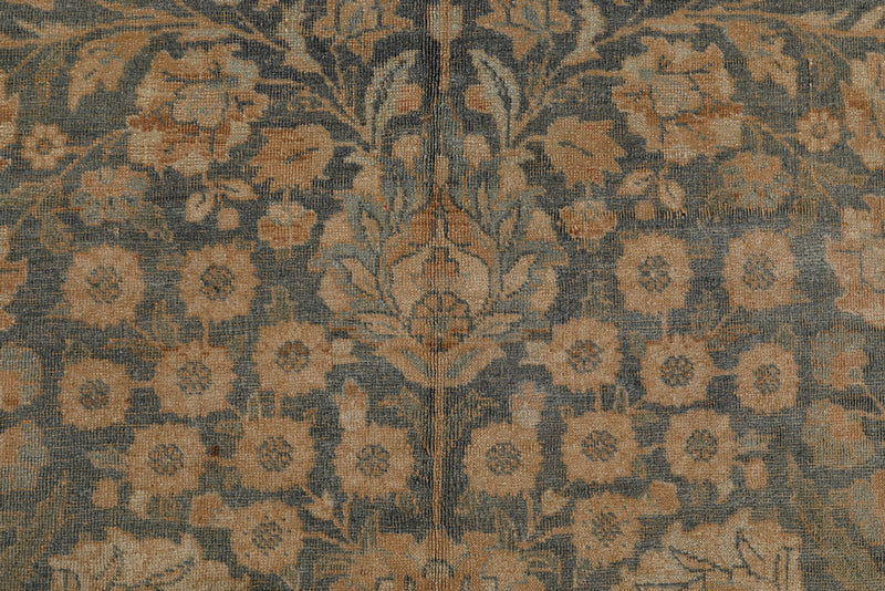 7x11 Blue and Ivory Turkish Oushak Rug