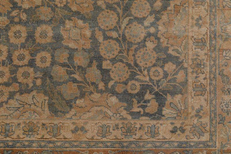 7x11 Blue and Ivory Turkish Oushak Rug