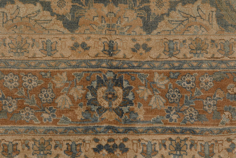 7x11 Blue and Ivory Turkish Oushak Rug
