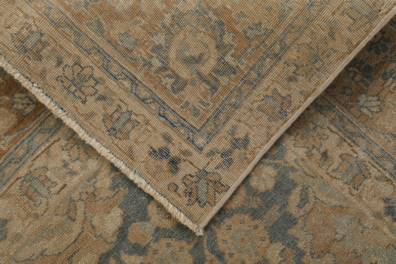 7x11 Blue and Ivory Turkish Oushak Rug