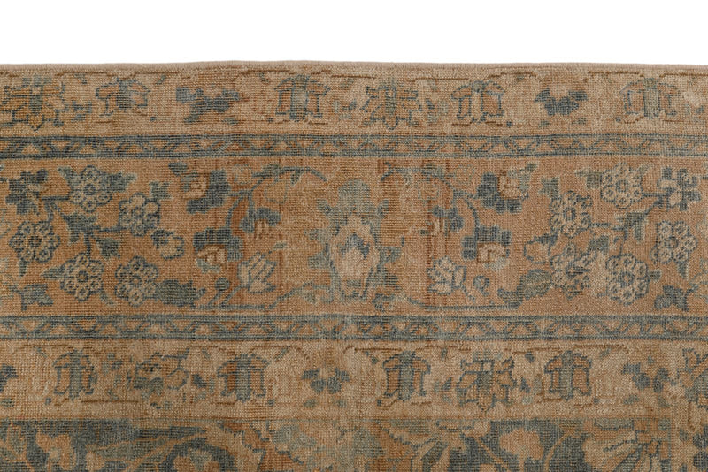 7x11 Blue and Ivory Turkish Oushak Rug