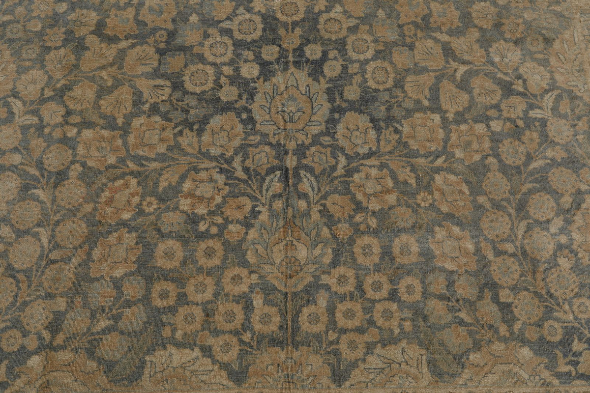 7x11 Blue and Ivory Turkish Oushak Rug