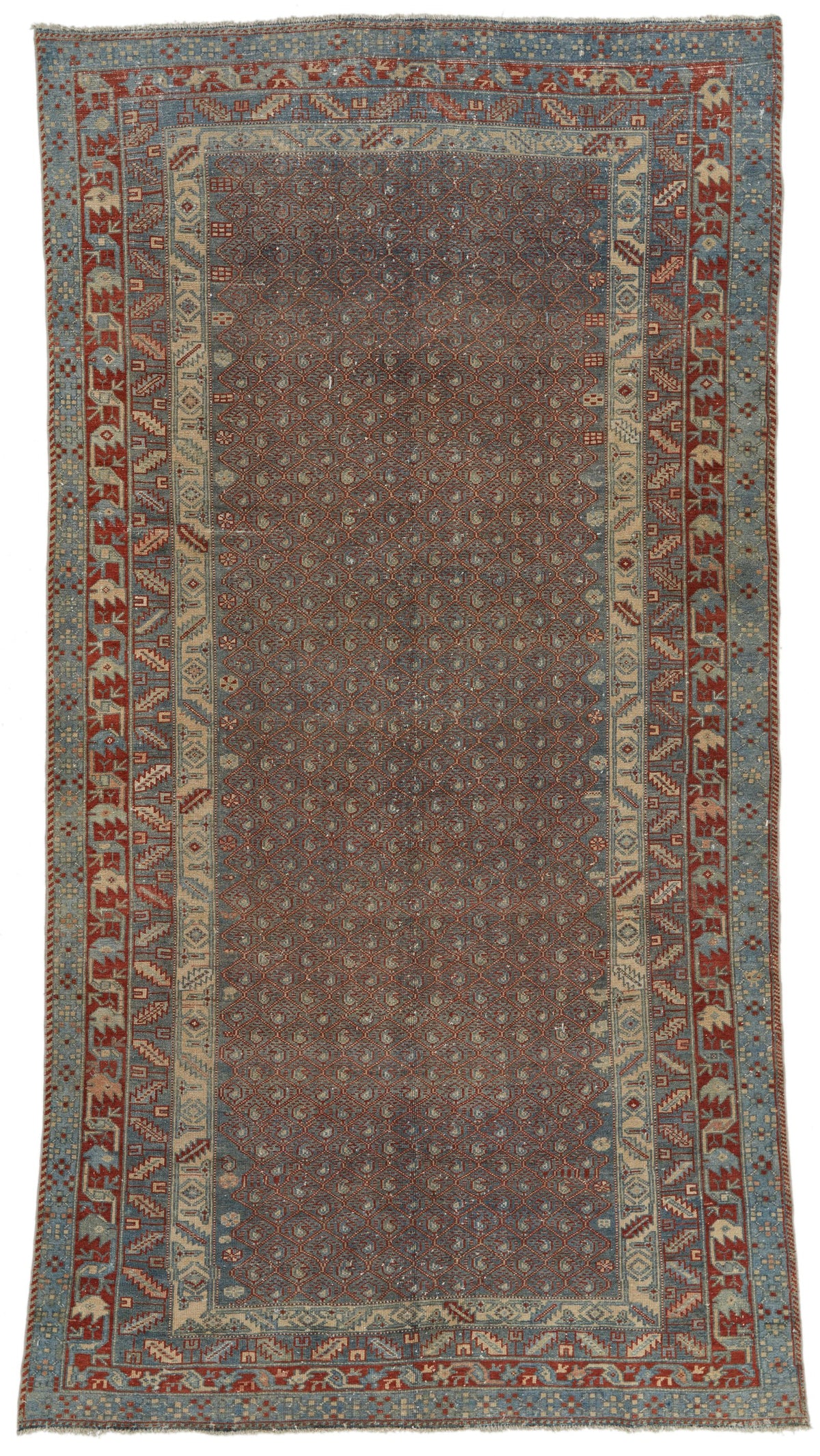 6x11 Red and Blue Persian Tribal Rug
