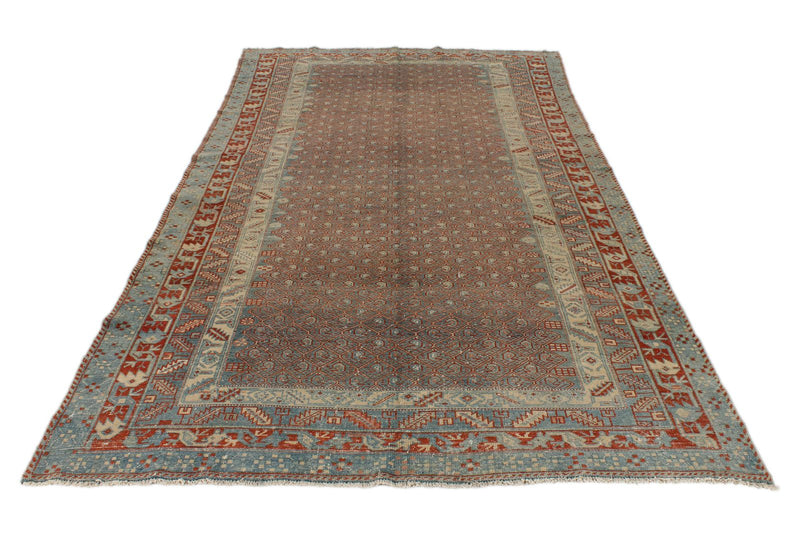 6x11 Red and Blue Persian Tribal Rug