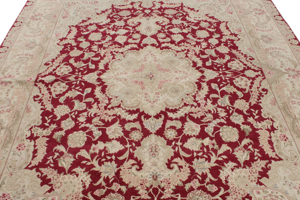 8x10 Burgundy and Ivory Turkish Traditional Rug