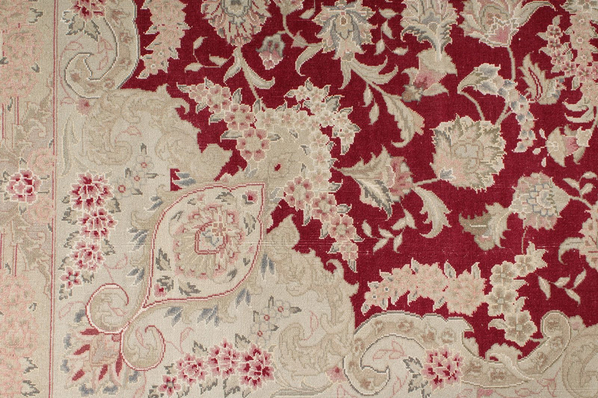 8x10 Burgundy and Ivory Turkish Traditional Rug