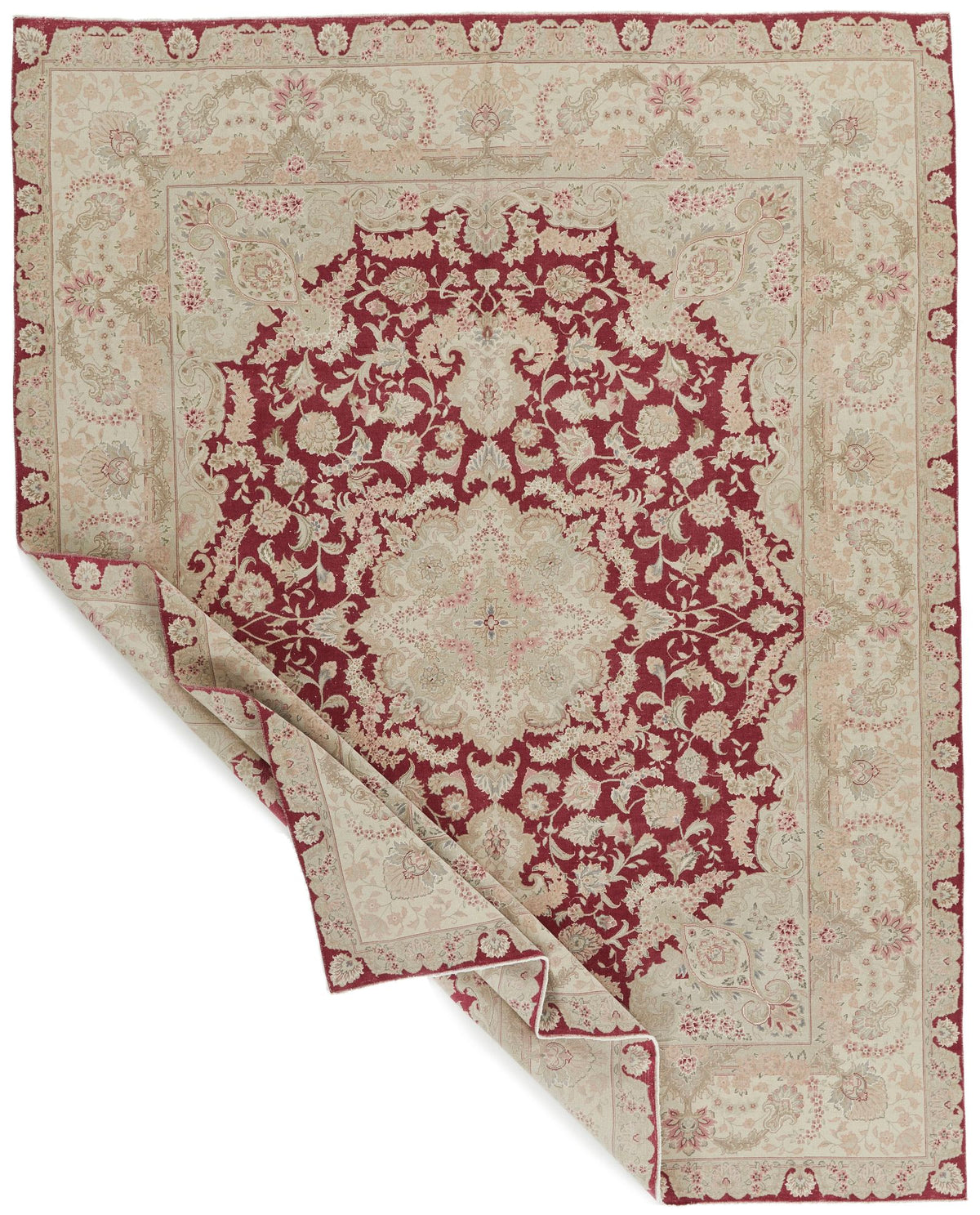 8x10 Burgundy and Ivory Turkish Traditional Rug