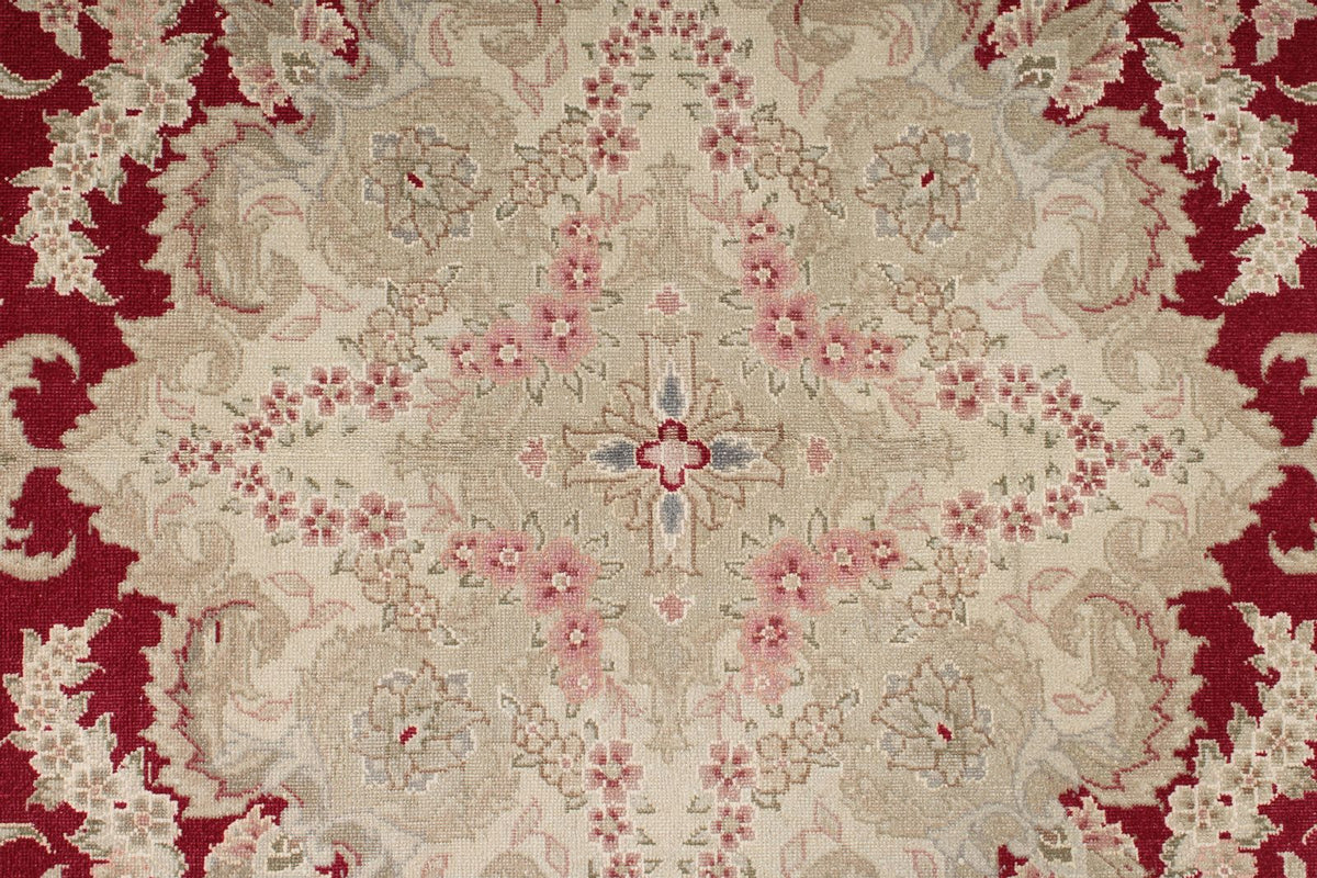 8x10 Burgundy and Ivory Turkish Traditional Rug