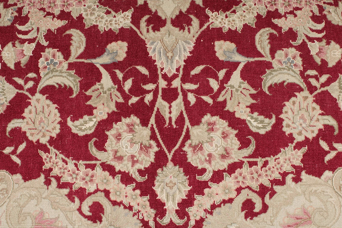 8x10 Burgundy and Ivory Turkish Traditional Rug