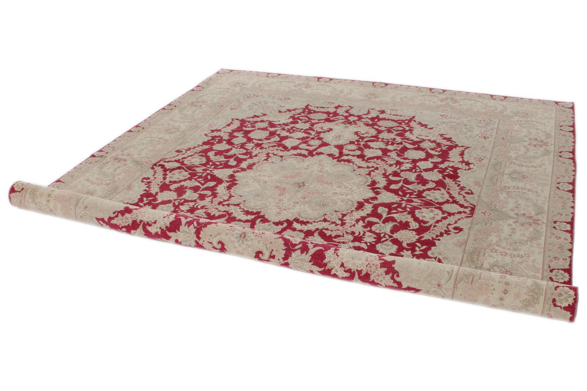 8x10 Burgundy and Ivory Turkish Traditional Rug