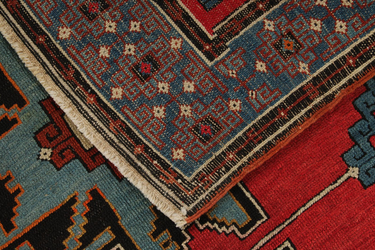 4x6 Red and Navy Kazak Tribal Rug