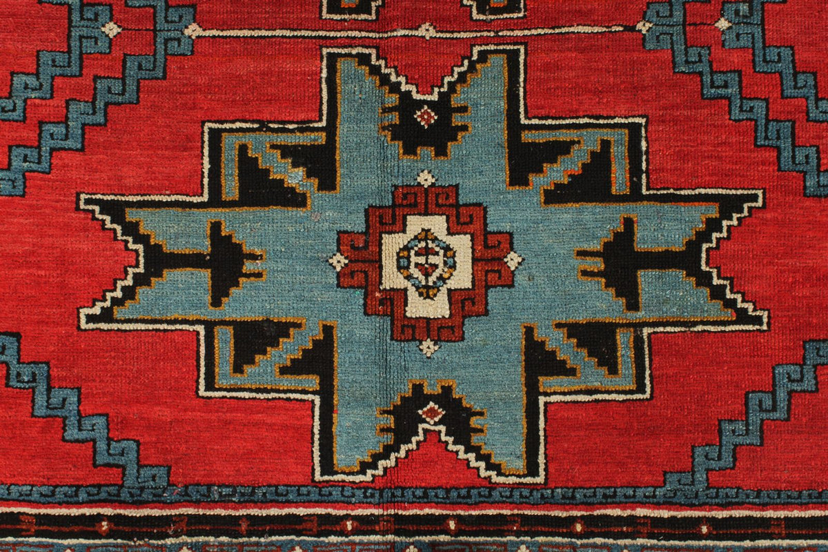 4x6 Red and Navy Kazak Tribal Rug
