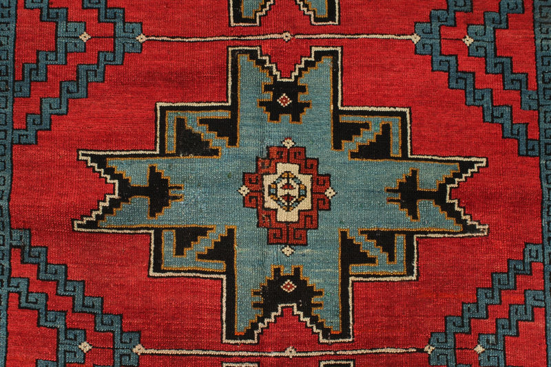 4x6 Red and Navy Kazak Tribal Rug