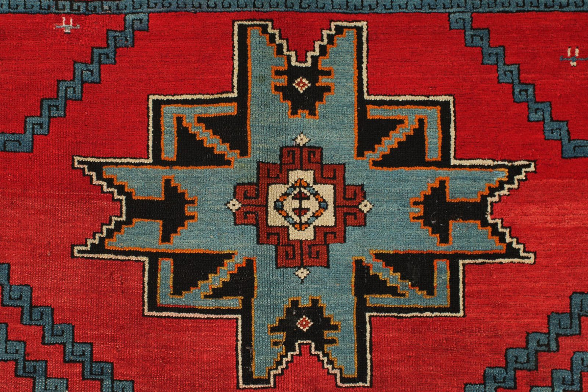 4x6 Red and Navy Kazak Tribal Rug