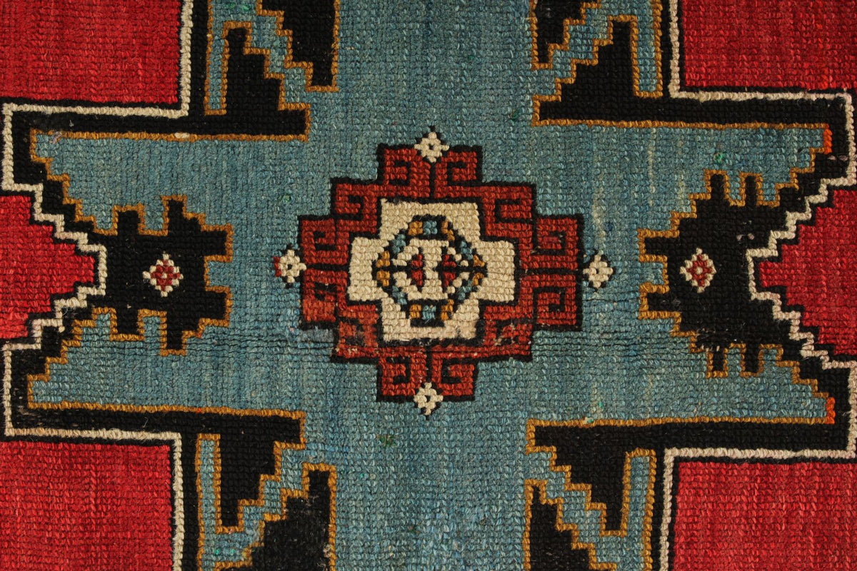 4x6 Red and Navy Kazak Tribal Rug