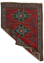 4x6 Red and Navy Kazak Tribal Rug