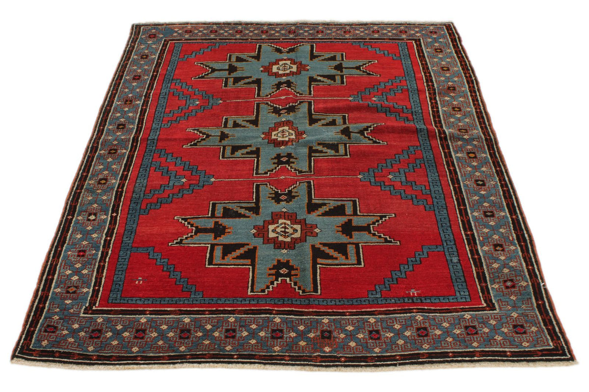 4x6 Red and Navy Kazak Tribal Rug