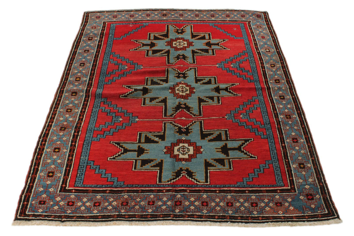 4x6 Red and Navy Kazak Tribal Rug