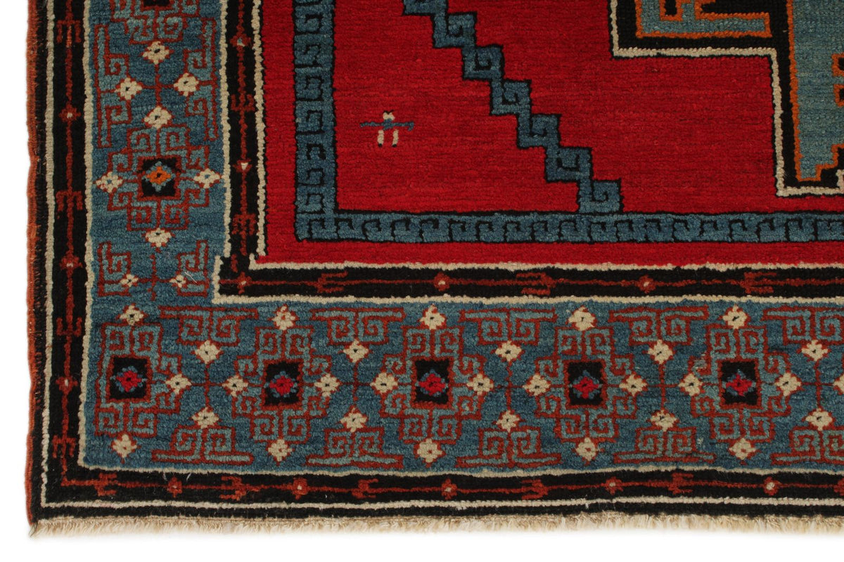 4x6 Red and Navy Kazak Tribal Rug