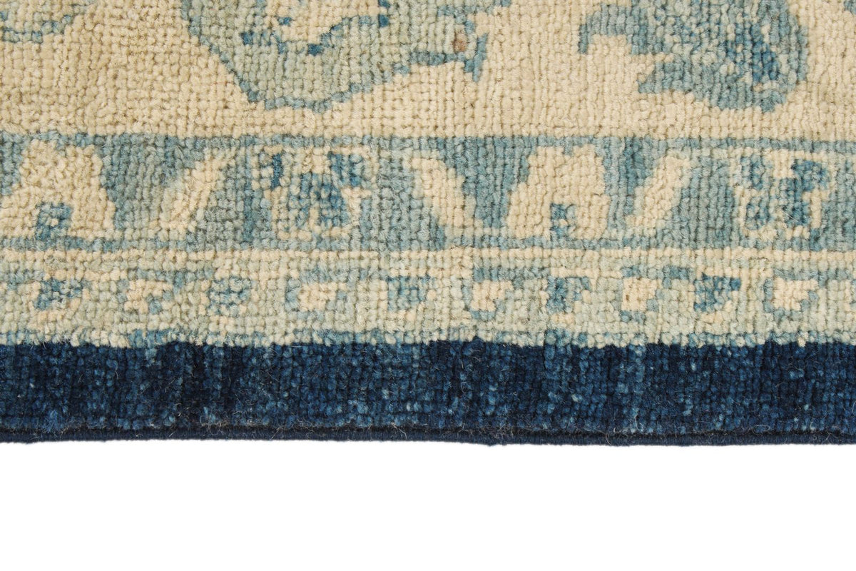 4x27 Blue and Ivory Turkish Oushak Runner