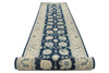 4x27 Blue and Ivory Turkish Oushak Runner