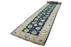 4x27 Blue and Ivory Turkish Oushak Runner