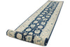 4x27 Blue and Ivory Turkish Oushak Runner