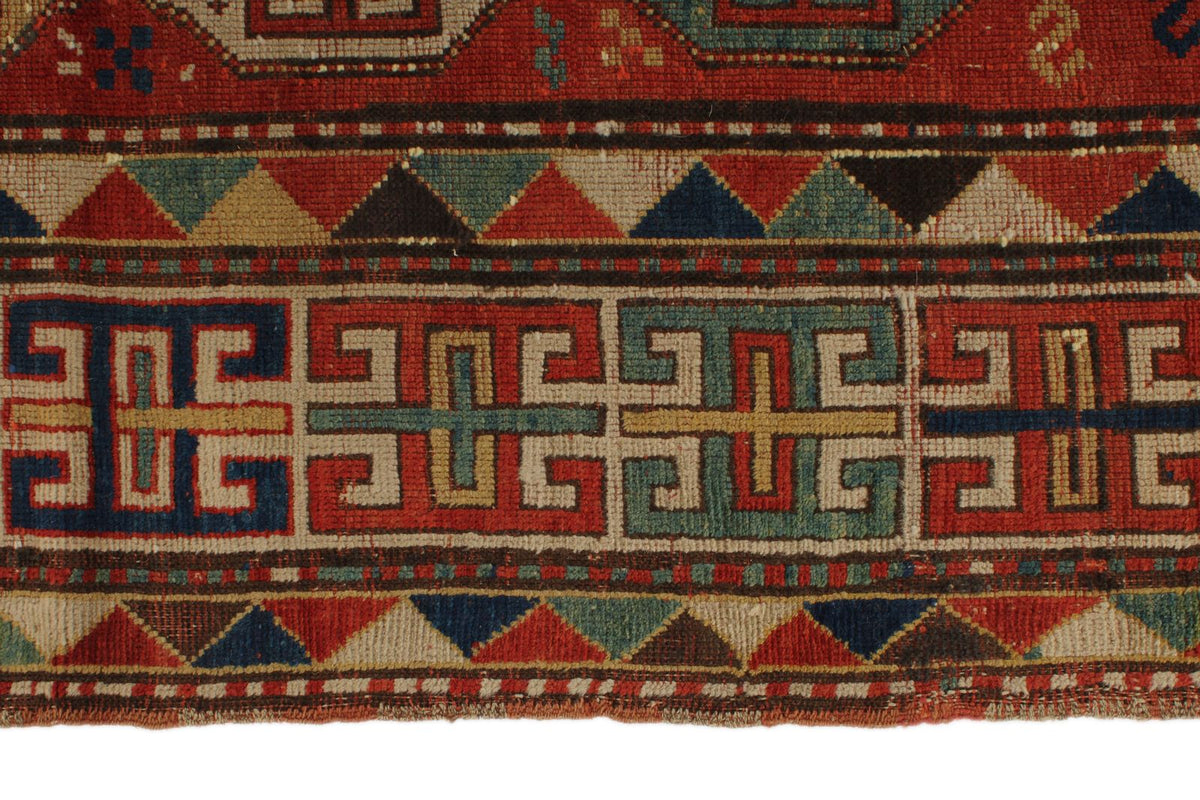 6x7 Red and Navy Kazak Tribal Rug