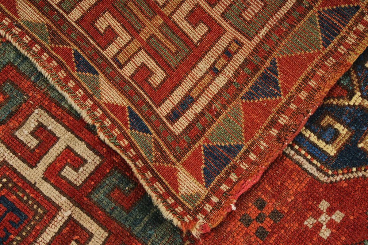 6x7 Red and Navy Kazak Tribal Rug