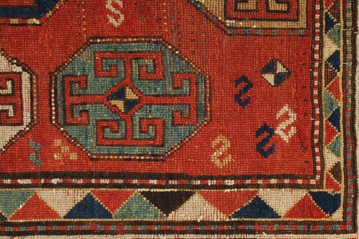 6x7 Red and Navy Kazak Tribal Rug