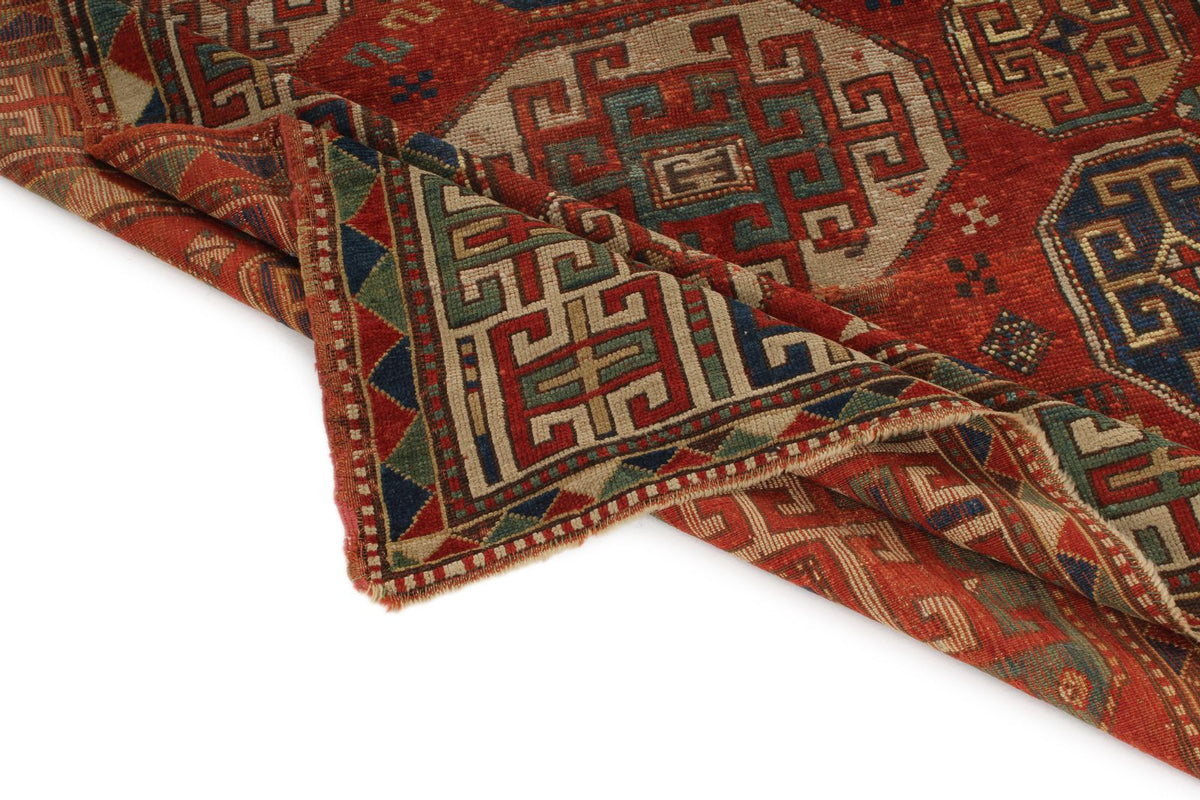 6x7 Red and Navy Kazak Tribal Rug