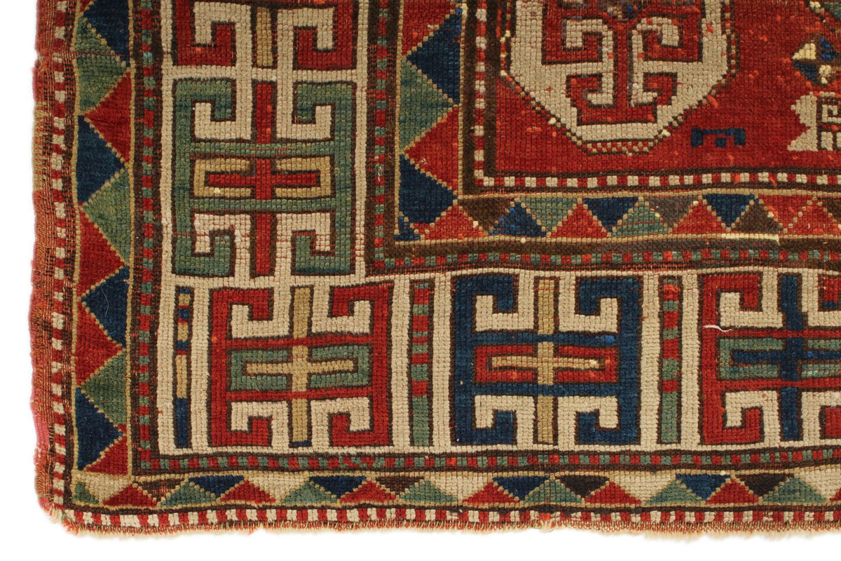 6x7 Red and Navy Kazak Tribal Rug
